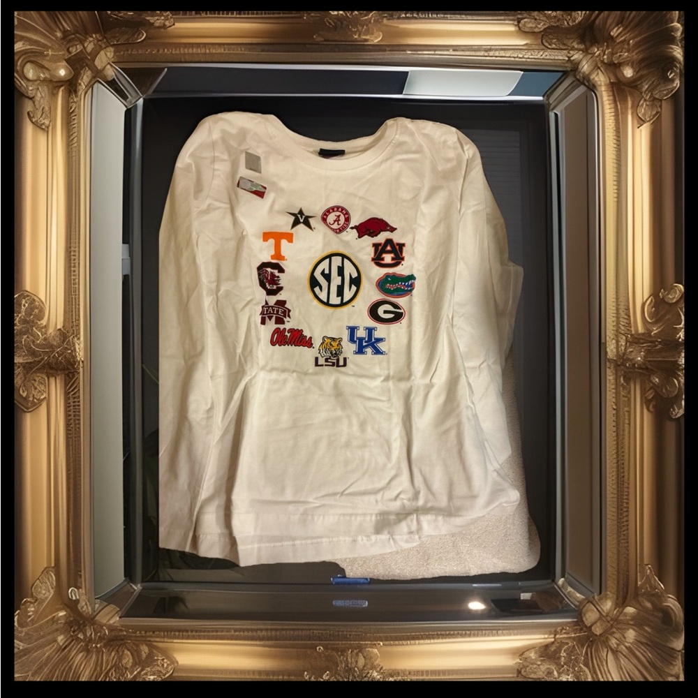 Vintage 90's SEC Southeastern Conference NCAA Teams White Longsleeve Shirt Sz Md